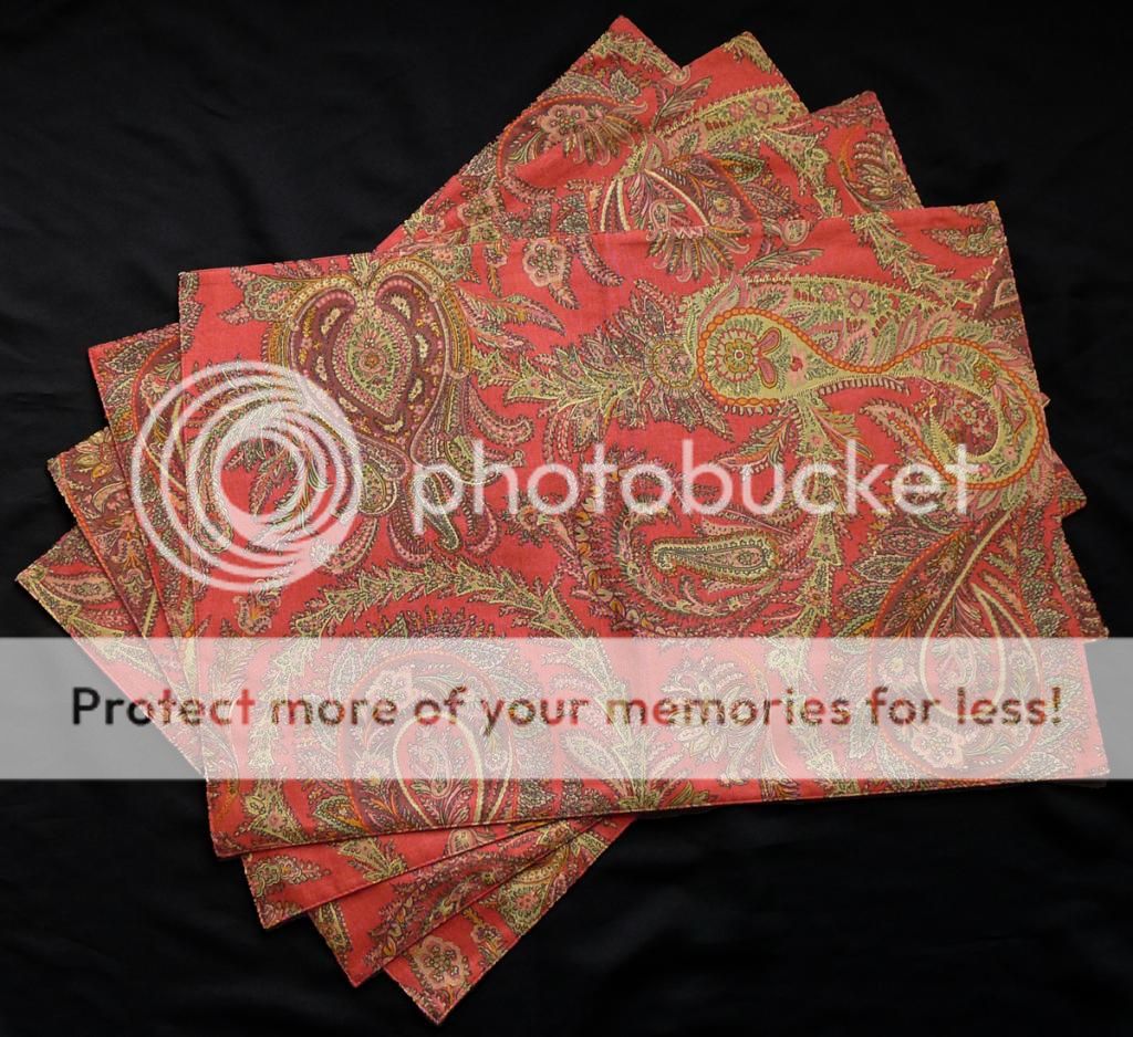 S/4 Pottery Barn PlacematsCaroline PaisleyDark RedFall/Holiday